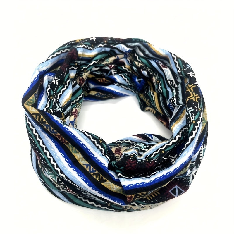 Boho Geometric Print Beanie Vintage Skull Hat Headband Neck Gaiter