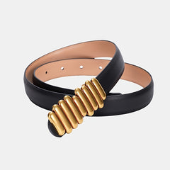 Women's Leather Belt with Metal Buckle for Dress Coat Suit Skirt