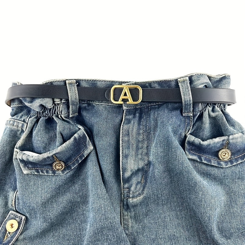Hollow Out Buckle Belt Solid PU Belt for Women