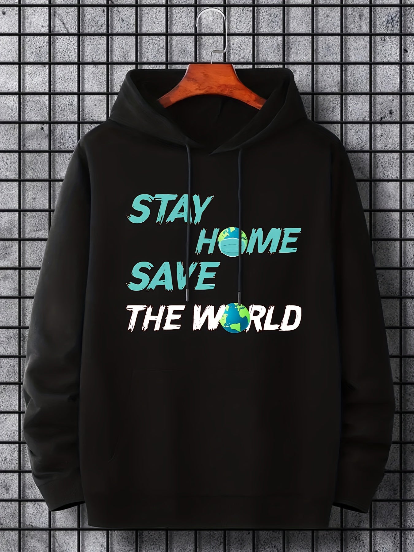 Stay Home Save The World Print Hoodie