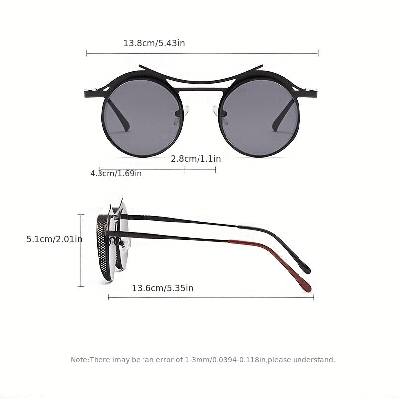 Men's Steampunk Round Frame Sunglasses Hollow Beach Glasses