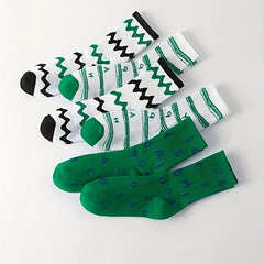6 Pairs Letter & Striped Print Mid Tube Socks Women's Stockings