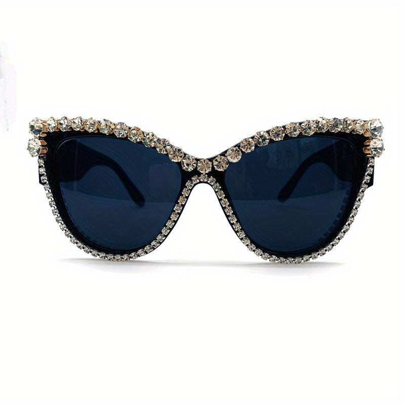 Y2K Rhinestone Cat Eye Sunglasses For Women Men Large UV400