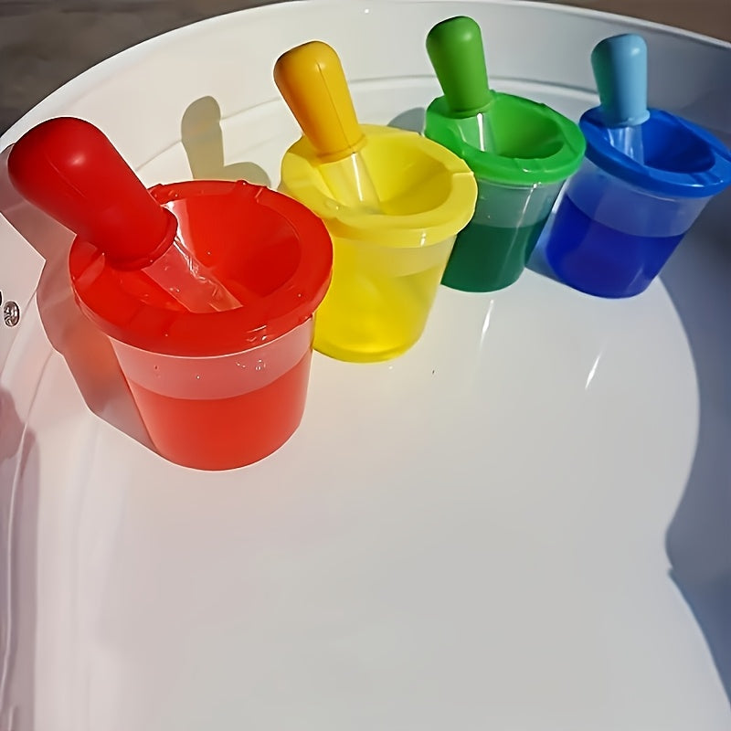 8pcs Coloring Set with 4 Spill Proof Cups 4 Droppers Flexible Caps