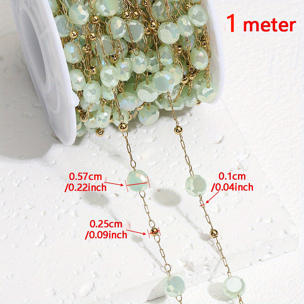 1m Stainless Steel Crystal Stone Chain Purple Beaded Sweater Chain