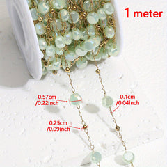 1m Stainless Steel Crystal Stone Chain Purple Beaded Sweater Chain