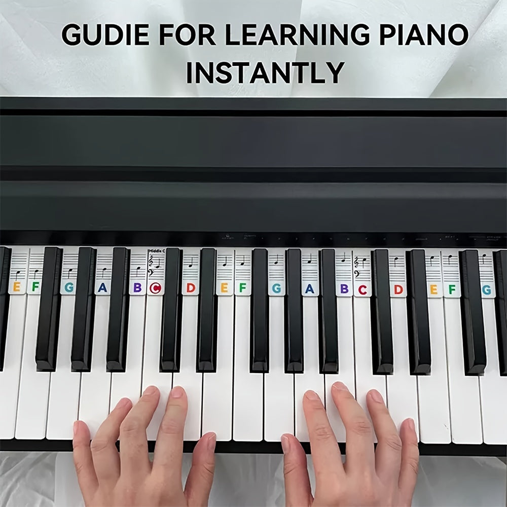 Silicone Piano Stickers 88 Keys Removable Reusable Note Labels