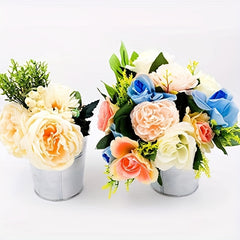5pcs Galvanized Bucket Metal Flower Pot Round Planter Plant Basket