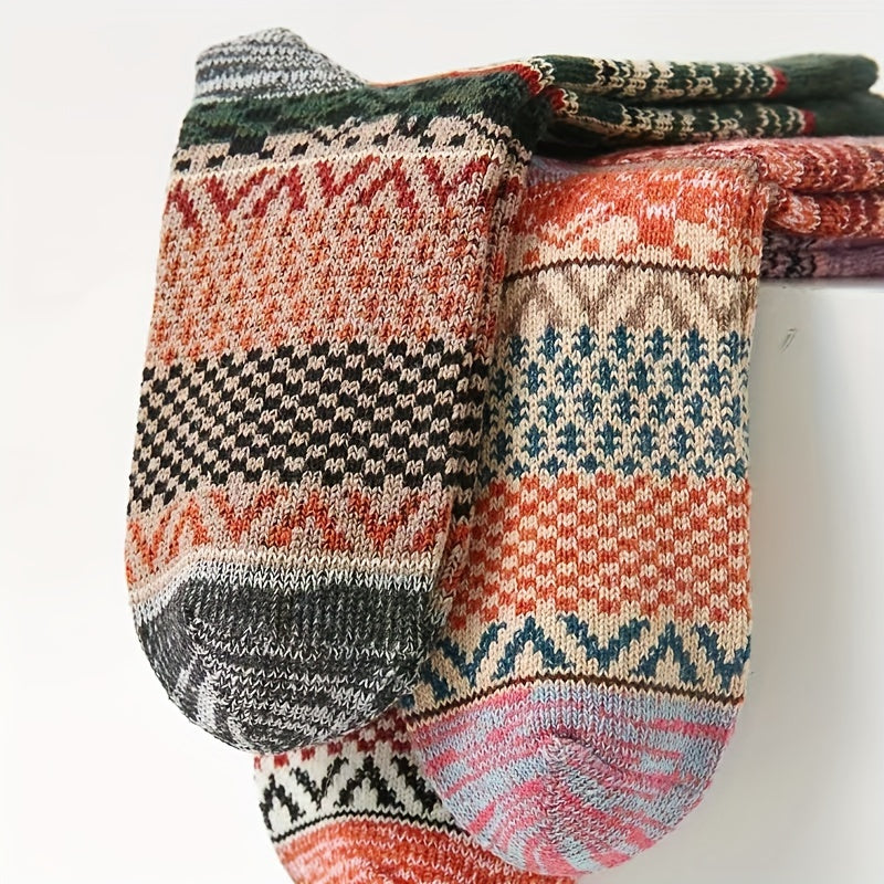 Geometric Pattern Mid Tube Socks Soft & Comfy Women's Stockings