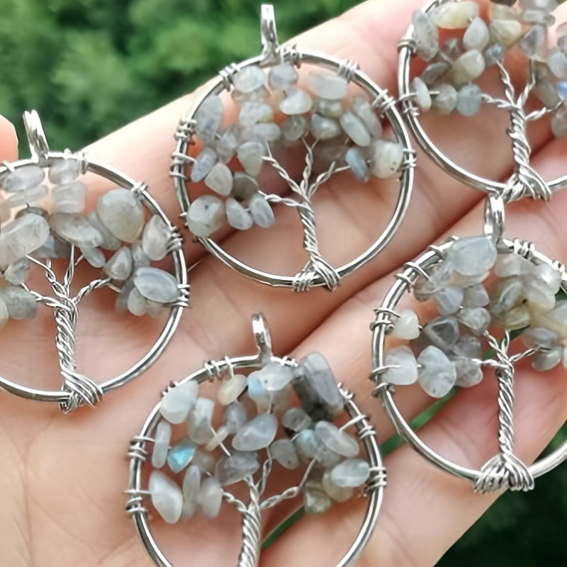 7 Charka Stone Tree Of Life Pendant Crystal Beads Energy Amulet