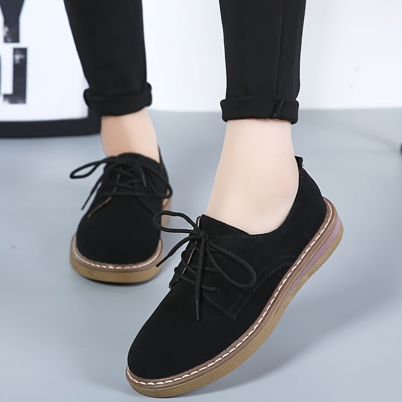 Women's Lace Up Loafers Low Top School Shoes Comfortable Preppy