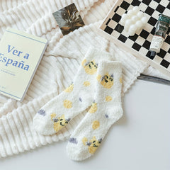 Animal Pattern Plush Socks Soft Mid Tube Socks Women's Stockings