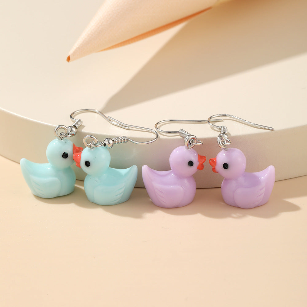 Duck Earrings Synthetic Resin Cute Animal Jewelry Dangle Earrings