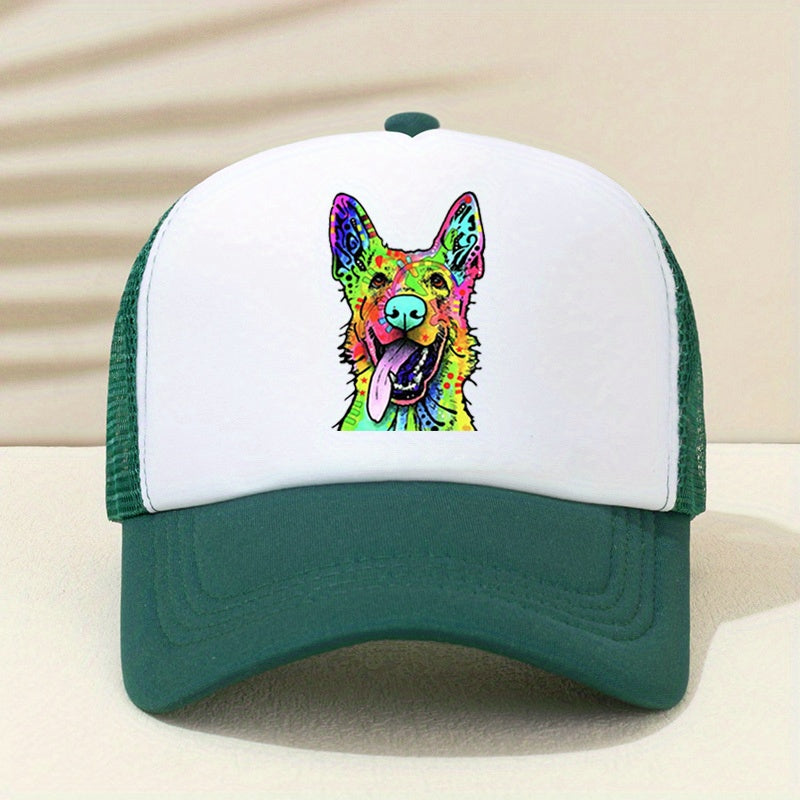 Y2K Rainbow Wolf Baseball Cap Mesh Trucker Dad Hat for Women