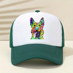 Y2K Rainbow Wolf Baseball Cap Mesh Trucker Dad Hat for Women