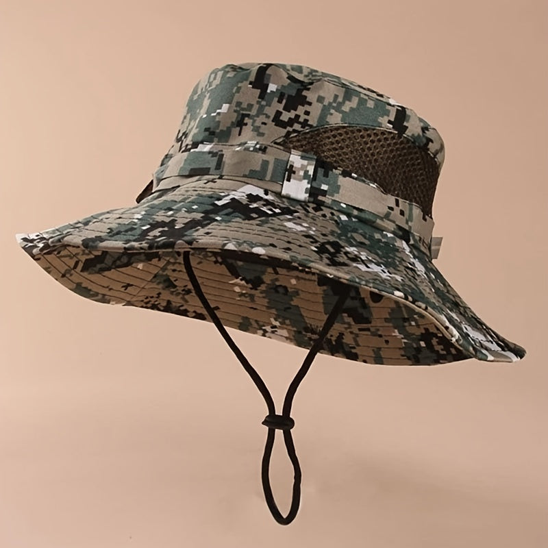 Kids Camo Sunshade Bucket Hat for Outdoor Hiking