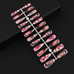 24 pcs Glossy Coffin Press On Nails Acrylic False Nails Long for Women and Girls