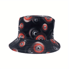 Geometric Swirl Print Bucket Hat Reversible Cotton Sunscreen Cap