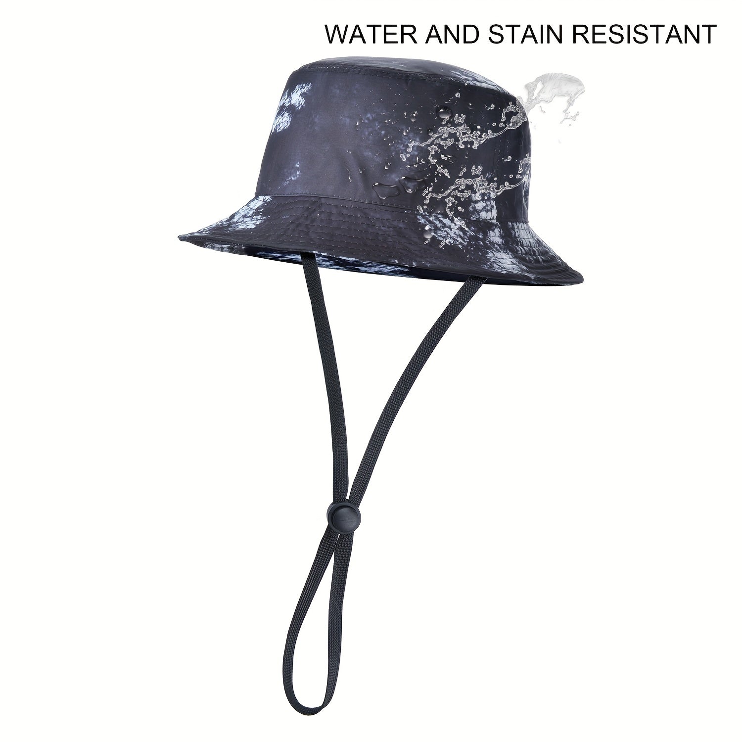Tie Dye Print Sun Hat Unisex Drawstring Bucket Hats Lightweight Rain Hat