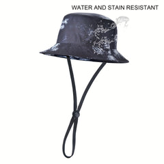 Tie Dye Print Sun Hat Unisex Drawstring Bucket Hats Lightweight Rain Hat