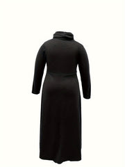  Solid Long Sleeve Maxi Dress with Pockets