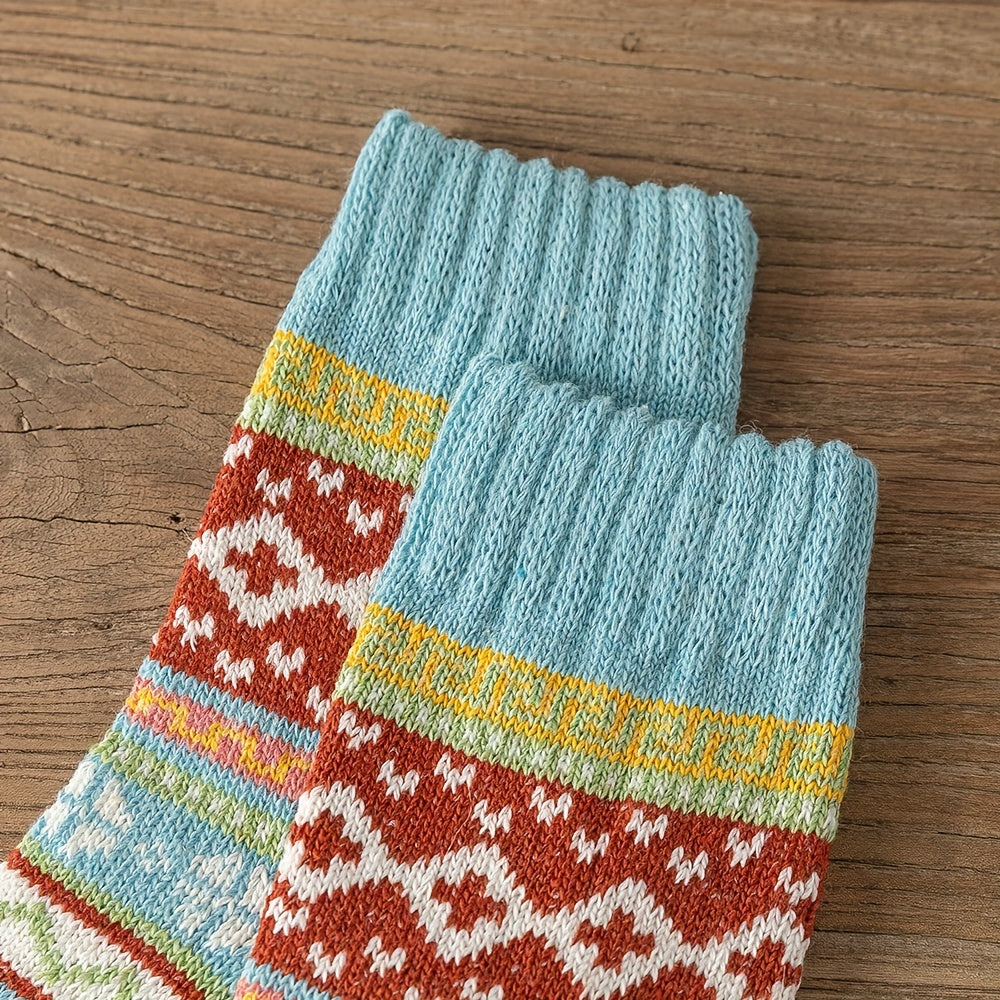Geometric Pattern Colorblock Socks for Women