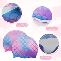 Unisex Mermaid Swim Cap Silicone Waterproof Shower Cap