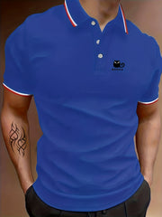 Men's Cat Graphic Polo Shirt Casual Button Up