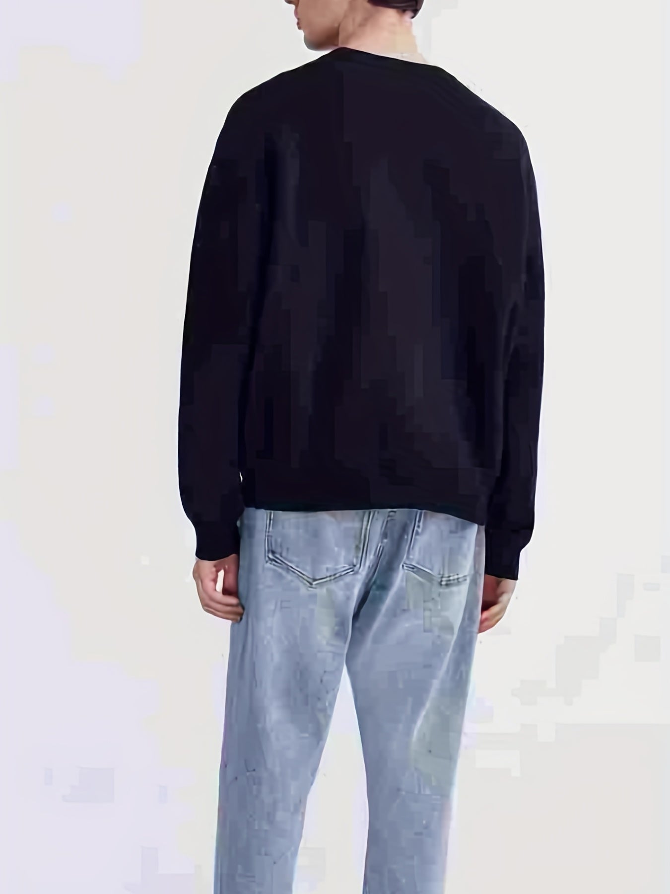 Faith Print Crew Neck Sweater Men's Casual Warm Pullover