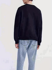 Faith Print Crew Neck Sweater Men's Casual Warm Pullover