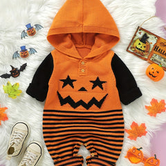 Baby Halloween Jacquard Knit Hooded Jumpsuit