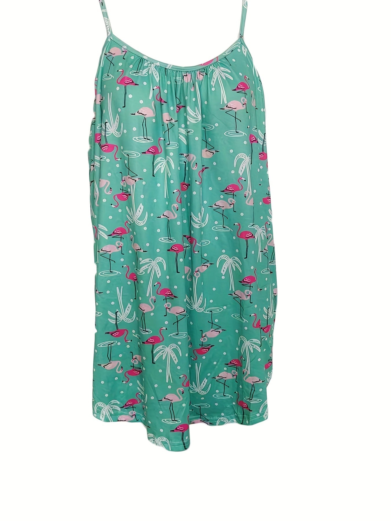  Flamingo Print Round Neck Cami Top