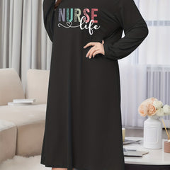  Leopard Print Lounge Dress Long Sleeve Nightdress