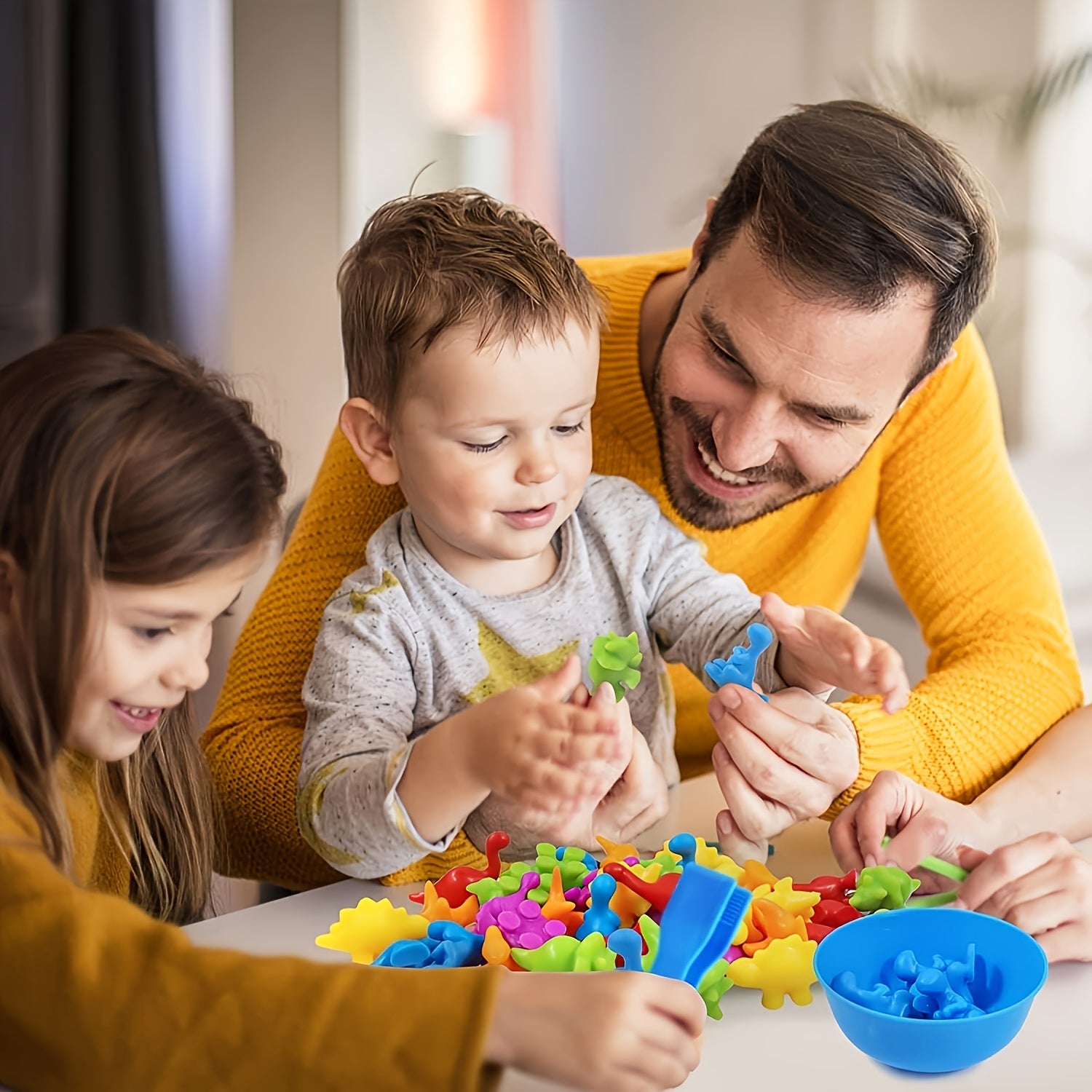 Dino Sensory Toys Set w/ Sorting Bowls & Matching Game for Toddlers