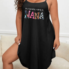  Slogan Print Scoop Neck Lounge Dress