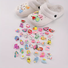 50pcs Cartoon Shoe Charms for Clogs Sandals Resin Shoe Buckle Accessories