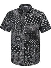 Paisley Pattern Hawaiian Shirt Men's Casual Button Up Short Sleeve