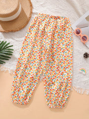 Toddler Girls Floral Graphic Trousers Elastic Waist Casual Jogger Pants
