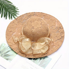 Lace Flower Sun Hat Embroidery Organza Derby Church Hats