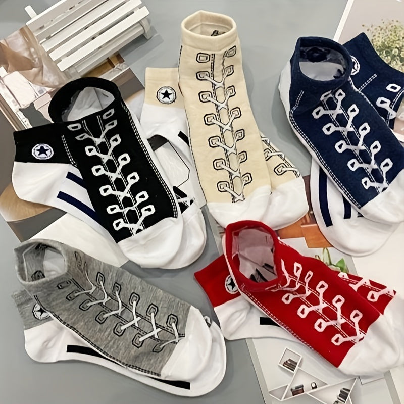 Canvas Shoes Print Ankle Socks Women's Stockings