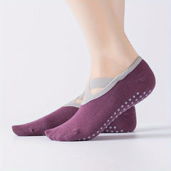 Cross Strap Yoga Socks Non Slip Towel Bottom Sports Socks