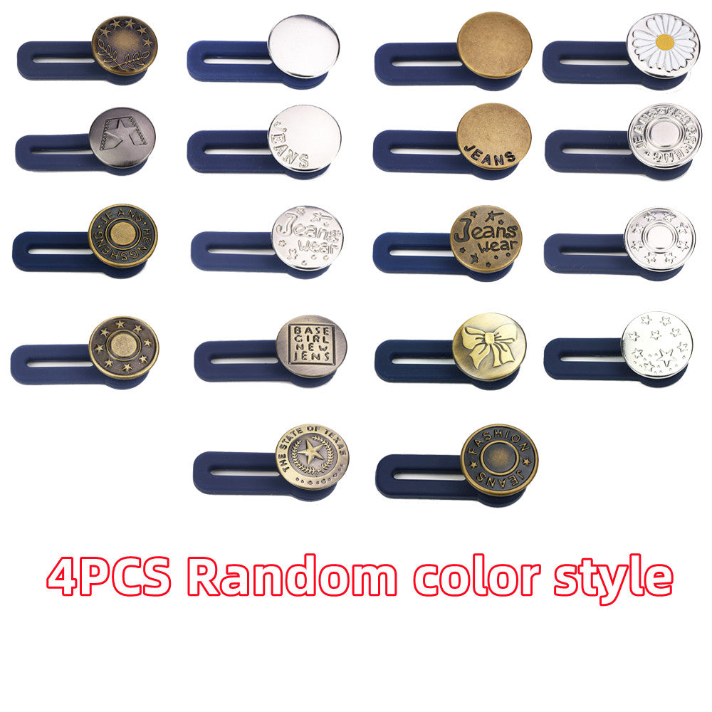 4pcs Metal Button Extender For Jeans Sewing Adjustable Waist Extend
