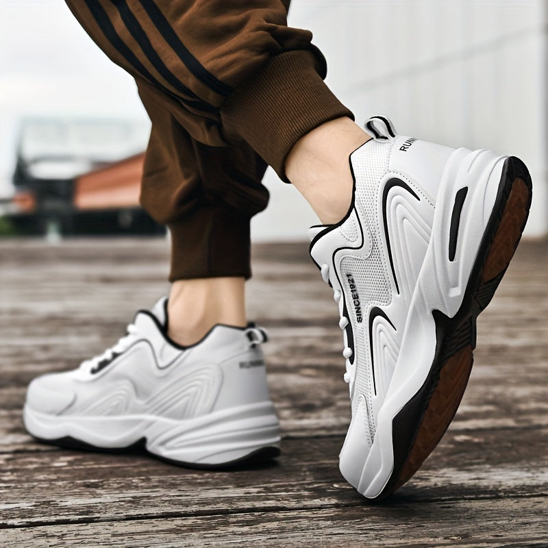 Men's Breathable Lace-up Platform Sneakers for Outdoor Activities