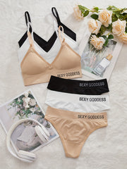 3 Sets Push Up Bra & Thong Lingerie