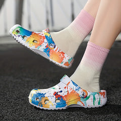 Women's Graffiti Clogs Closed Toe Slip On Slide Shoes