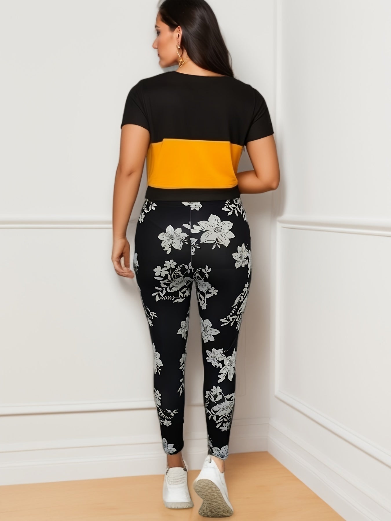 Floral Print High Rise Stretch Leggings