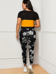 Floral Print High Rise Stretch Leggings