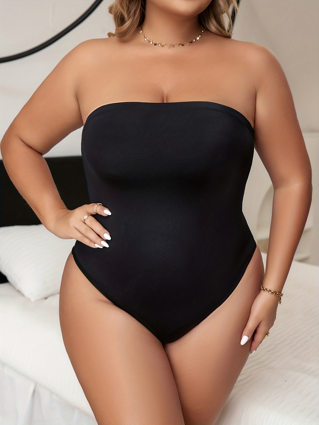  Seamless Tummy Control Strapless Jumpsuit Body Shaper