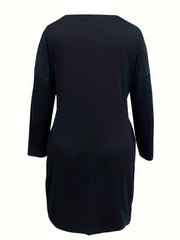  Pumpkin Print Long Sleeve Casual Dress