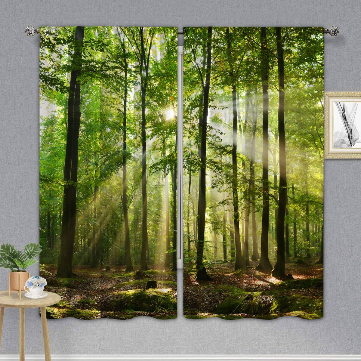 Enchanted Forest Curtains - Sunshine Scene Window Drapes